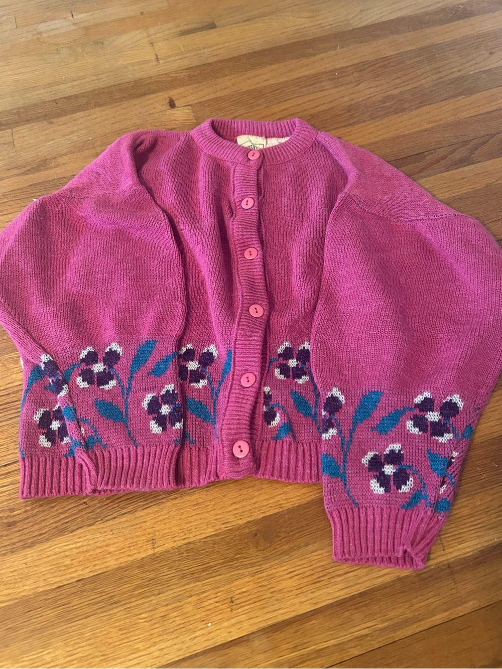Vintage Girl’s Pink Floral Cardigan